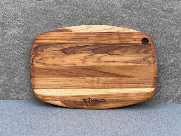 DCOVS - Thớt thái gỗ Teak đầu cây hình Oval cỡ nhỏ (1.8x30x20cm) - hàng Kaiyo - chiếc