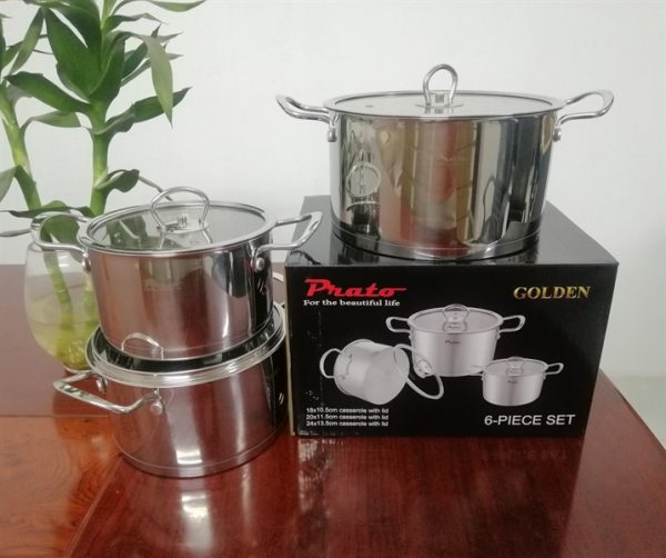 Bộ nồi PRATO 3 món cao cấp Inox 304 - bộ