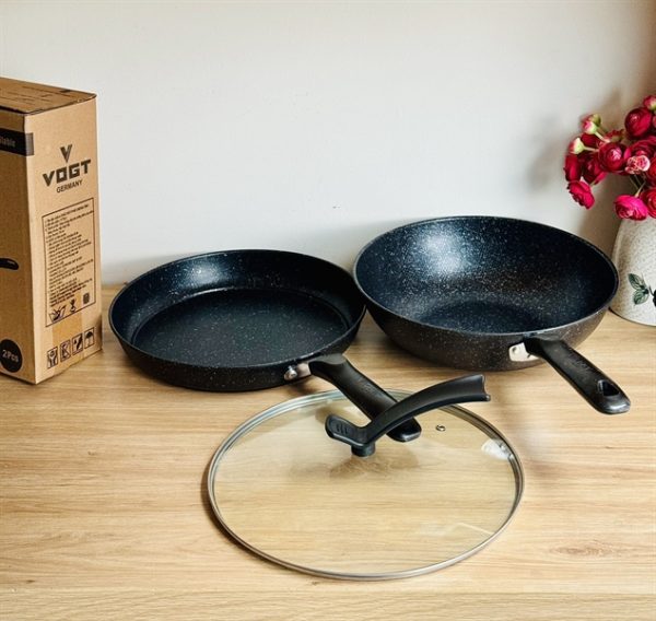 VT30 - Set 2 chảo chống dính đáy từ nắp thuỷ tinh vgot