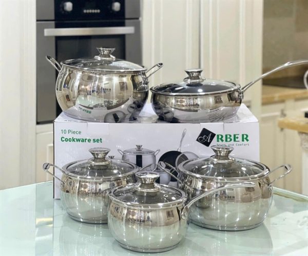 AN06BB - Bộ nồi inox 5 món Arber, dáng bầu
