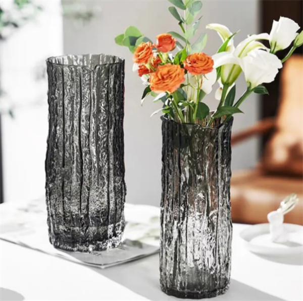 MTU05 - Bình hoa thuỷ tinh vân sông băng, size 24cm( xả kho)
