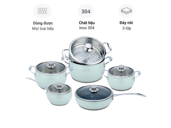 AN06XC - Bộ nồi inox 6 món Arber - bộ