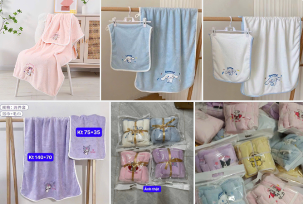 KLC112 - Set khăn tắm Logo hoạt hình