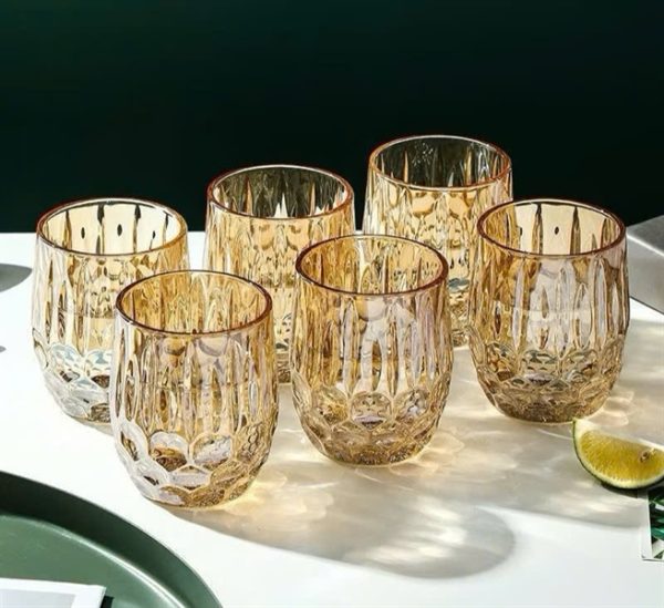 TTG14 - Set 6 ly thuỷ tinh màu hổ phách, dung tích 300ml