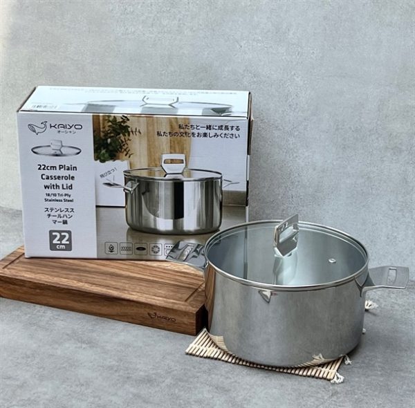 KIC3383 - Nồi đúc inox 3 lớp đáy liền Try-ply Kaiyo Size 22cm - chiếc