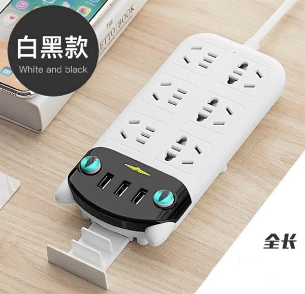 NC171 - Ổ điện hình mèo thông minh 6 ổ kèm 03 cổng sạc USB - chiếc