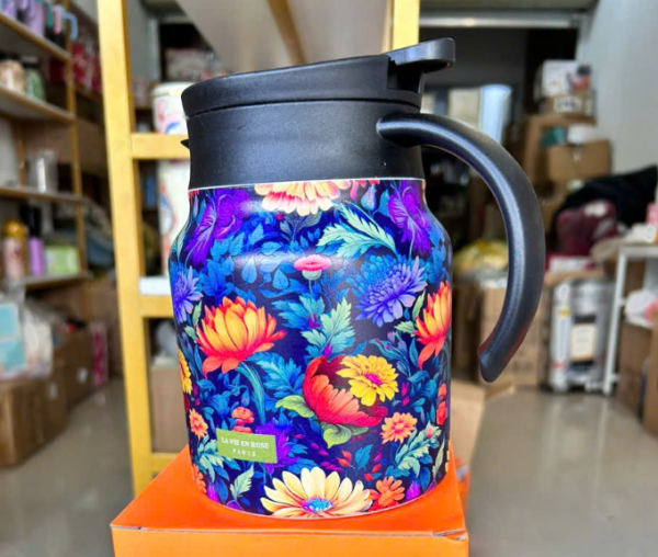 KLA149_Y4 - Bình giữ nhiệt hoa Vintage 1000ml, màu Tím