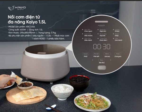 KRC0542 - Nồi cơm điện tử đa năng Kaiyo, dung tích 1.5L