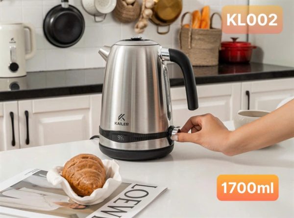KL002 - Ấm siêu tốc inox Kailer điều chỉnh nhiệt độ, dung tích 1700ml