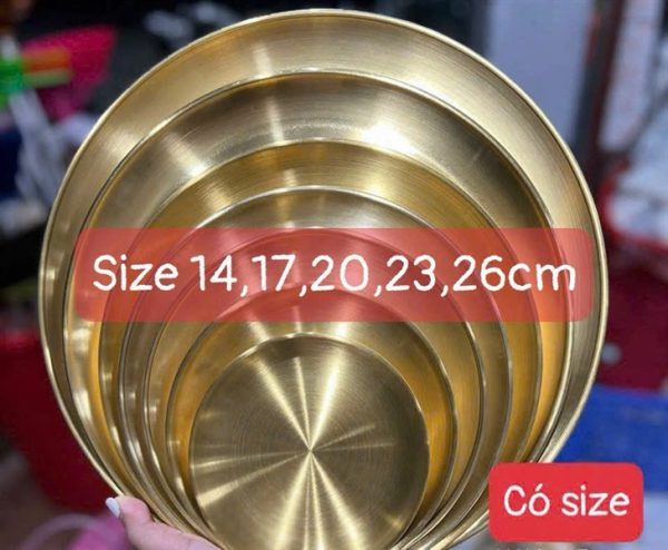 KLE31 - Set 5 đĩa inox mạ vàng để hoa quả