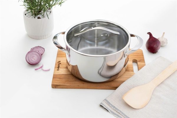 KIC6629 - Nồi inox thân đáy liền Tri-ply Silver Crown, size 24cm