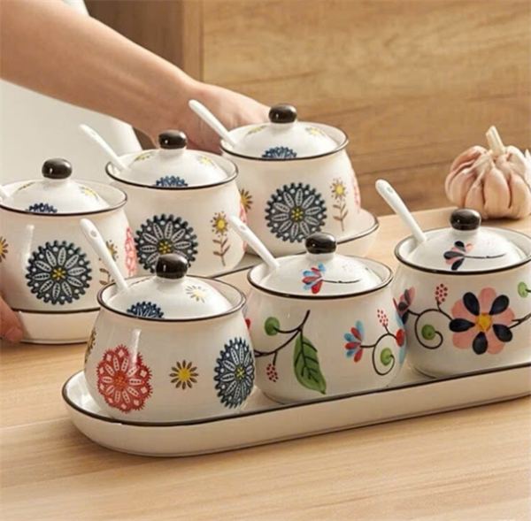 KLE273 - Set 3 hũ đựng gia vị gốm sứ