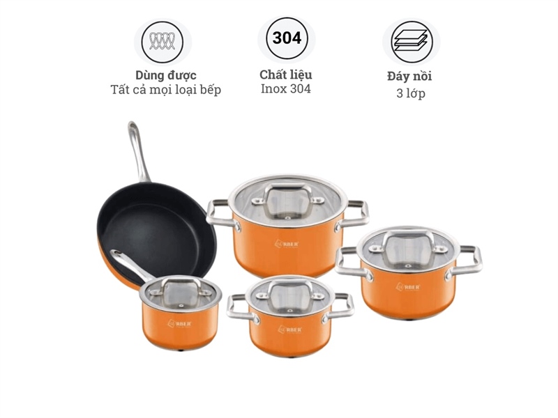 AN05SMC - Bộ nồi 5 món Arber màu cam - bộ - Hình ảnh 2